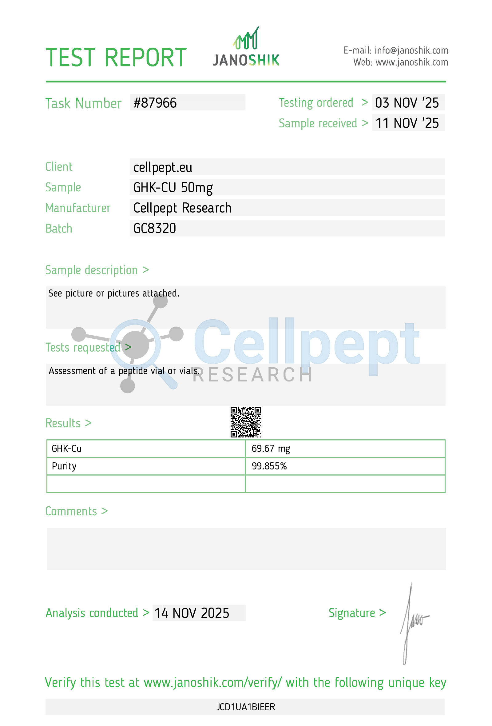GHK-Cu Copper Peptide 50mg