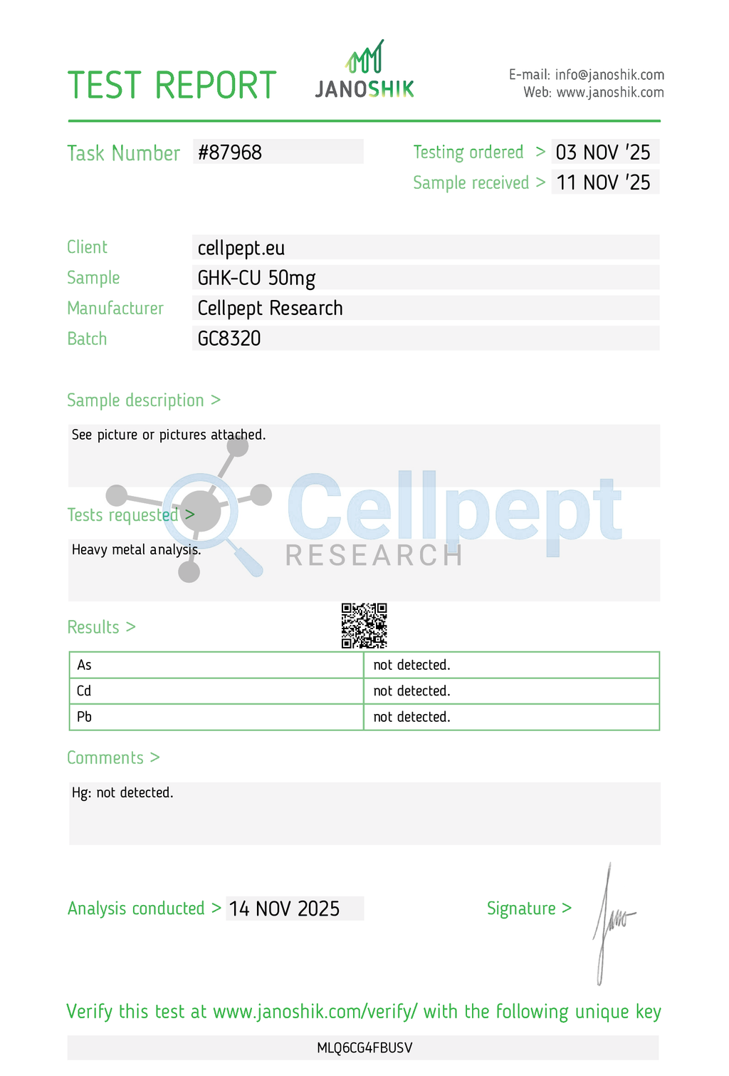 GHK-Cu Copper Peptide 50mg